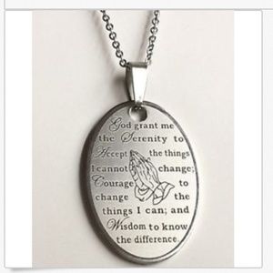 Serenity Prayer Necklace Stainless Steel Pendant